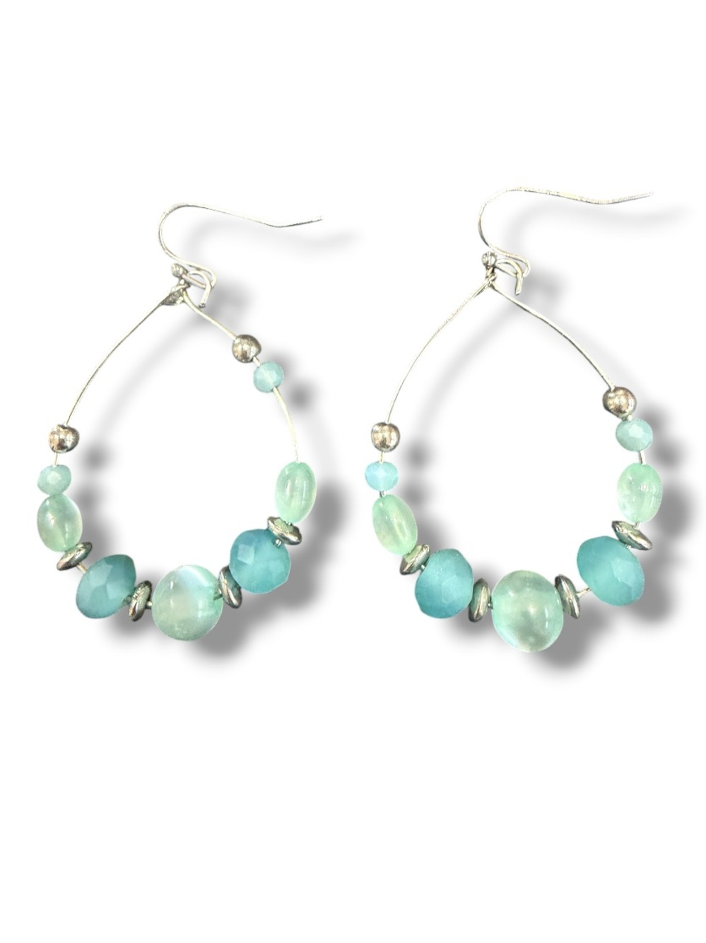 Avon Women’s Summer Aqua Sorbet Beaded Teardrop Hoop Earrings